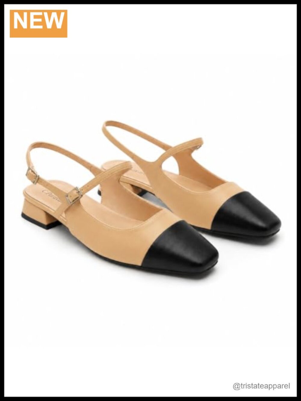 Women's Slingback Sandals Low Block Heel Square Toe Adjustable Ankle Strap